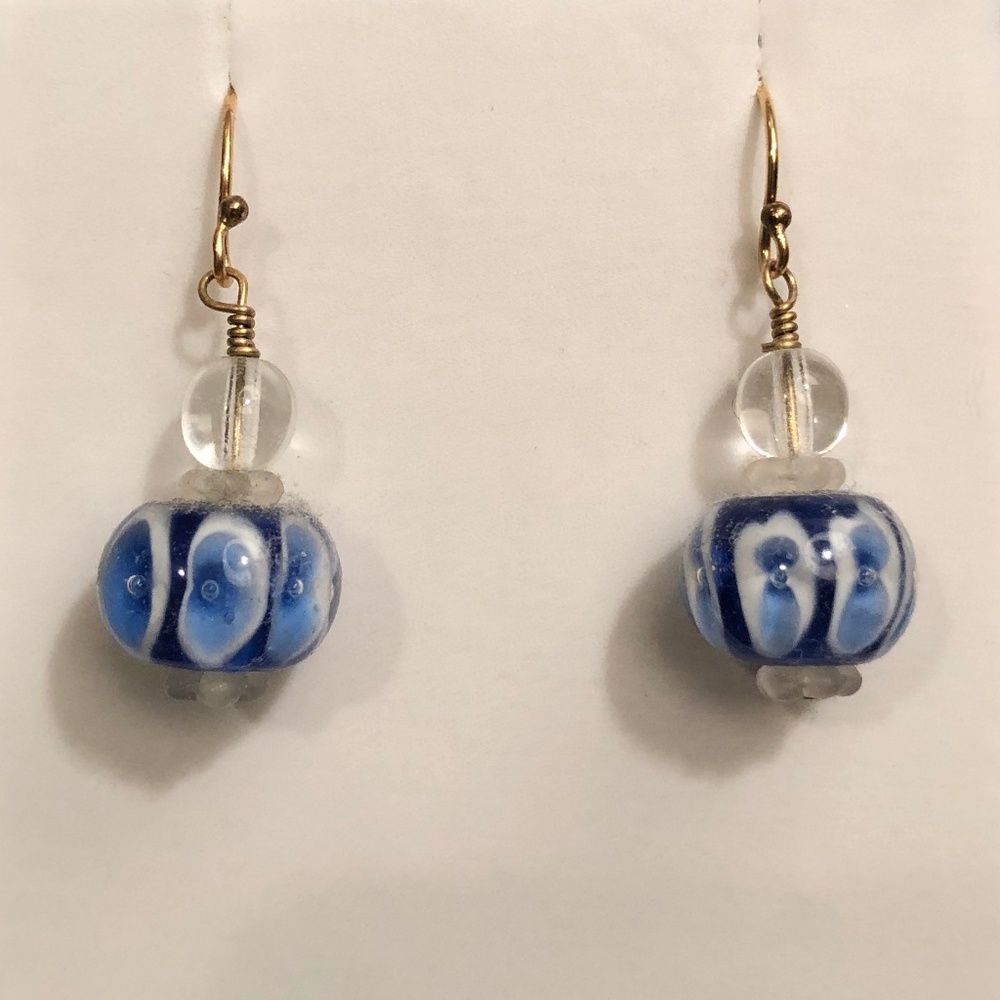 Blue drop earring